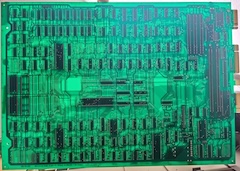 The layout of the revision G motherboard, shown with a strong backlight